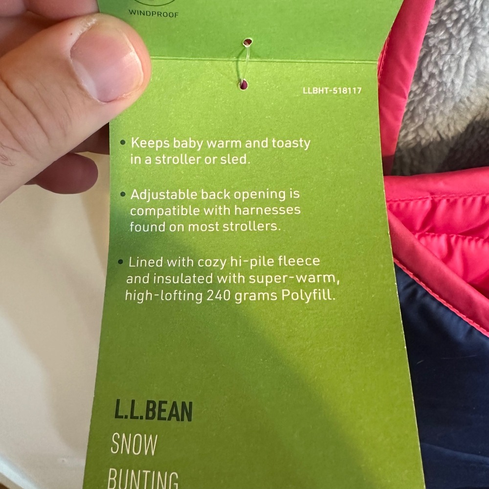 New L.L. Bean Snow Bunting Unisex One Size Pink/Navy Zip Stroller Sled Outdoor - Picture 5 of 9